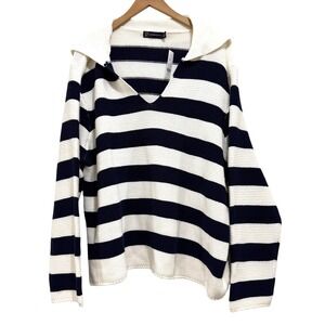 New York & Company NEW Woman's 3X Striped Knit Sweater Nautical Preppy Coastal